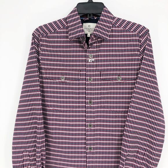 CONSTRUCT Men's Micro Plaid Fleece Lined Shirt Jacket Small Long Sleeve NWOT - Picture 5 of 11
